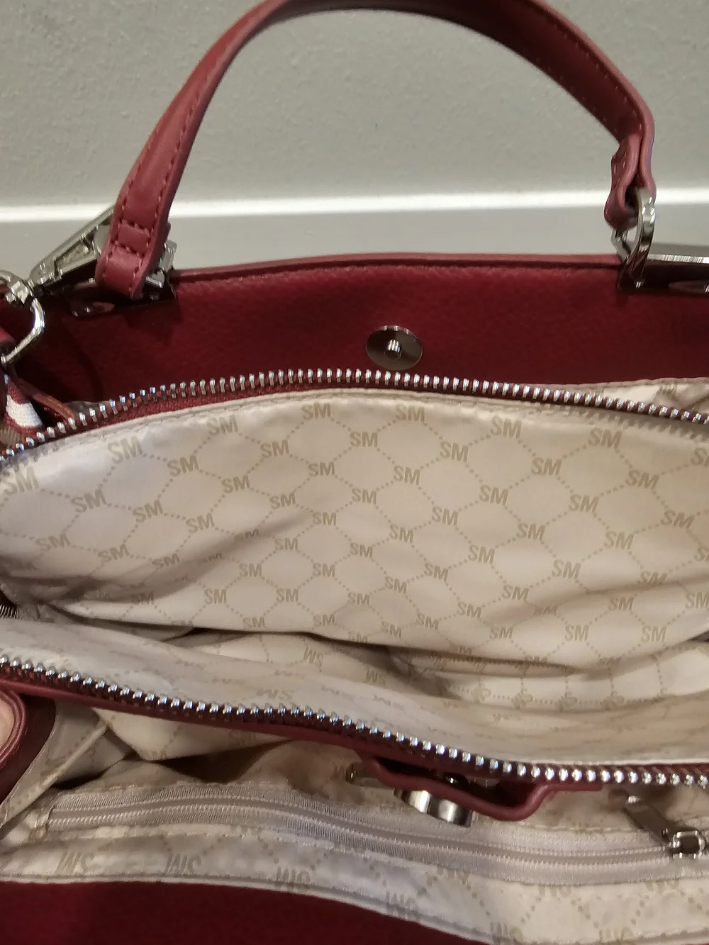 Steve Madden Red Embossed Logo Top-Handle Bag